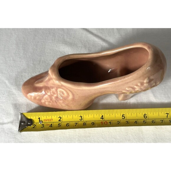 Vintage Ceramic Shoe Planter  Made in USA Pink High Heel Succulent Pot - Picture 9 of 10